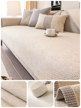 Effen Plain Sofabedekking - Duurzaam Katoen & Linnen Polyester Antislip Bankhoes