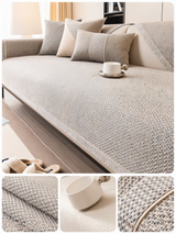 Effen Plain Sofabedekking - Duurzaam Katoen & Linnen Polyester Antislip Bankhoes