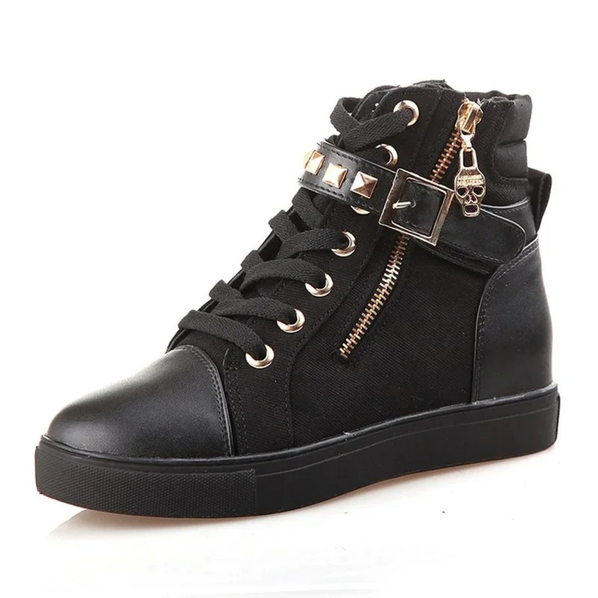 Witte Hoge Leren Sneakers met Rits voor Dames – Ava