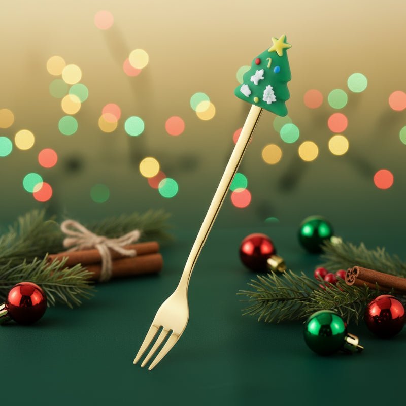 FESTIFORK – Creatieve kerstlepel- en fruitvorkset voor koffie en desserts