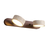 Travertine Duo Wandlamp – Elegante Natuurlijke Steen & Houten LED Wandlamp