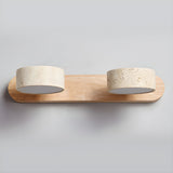 Travertine Duo Wandlamp – Elegante Natuurlijke Steen & Houten LED Wandlamp