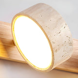 Travertine Duo Wandlamp – Elegante Natuurlijke Steen & Houten LED Wandlamp