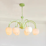 Tulip Matcha Kroonluchter – Elegante Bloem geïnspireerde Verlichting met Zachte Sfeer