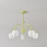Tulip Matcha Kroonluchter – Elegante Bloem geïnspireerde Verlichting met Zachte Sfeer