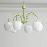 Tulip Matcha Kroonluchter – Elegante Bloem geïnspireerde Verlichting met Zachte Sfeer
