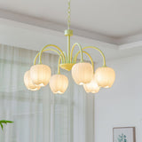 Tulip Matcha Kroonluchter – Elegante Bloem geïnspireerde Verlichting met Zachte Sfeer