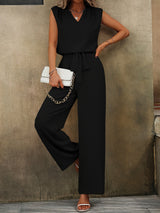 Tweedelige Set – Mouwloze V-hals Top & Wijde Broek