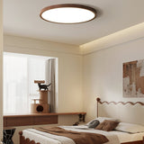 Ultrathin Ronde LED Plafondlamp – Walnoot-effect Acryl voor Zachte, Even Illumination