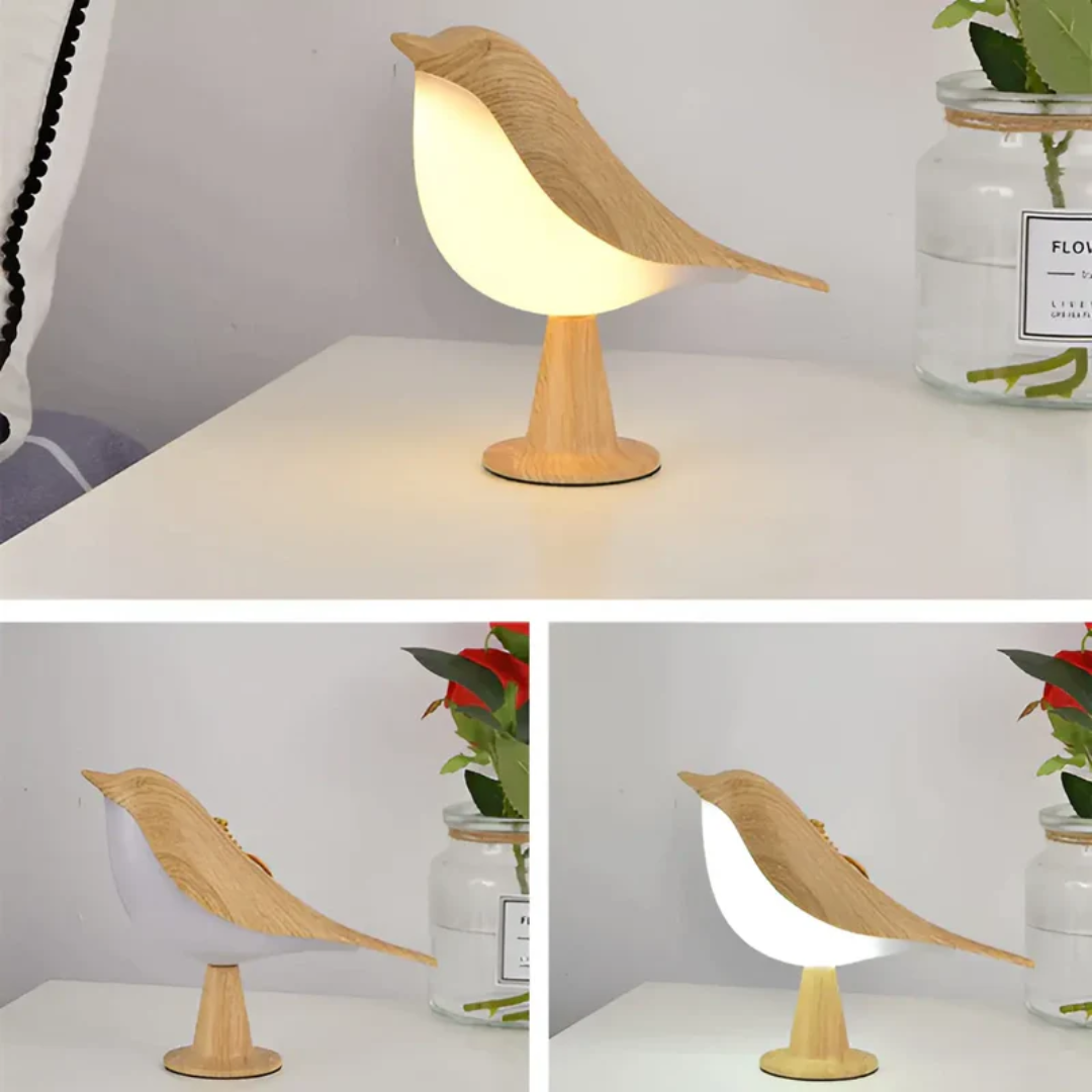 Stijlvolle LED-Vogellampe met Touch-bediening en Aromatherapie - FeatherGlow