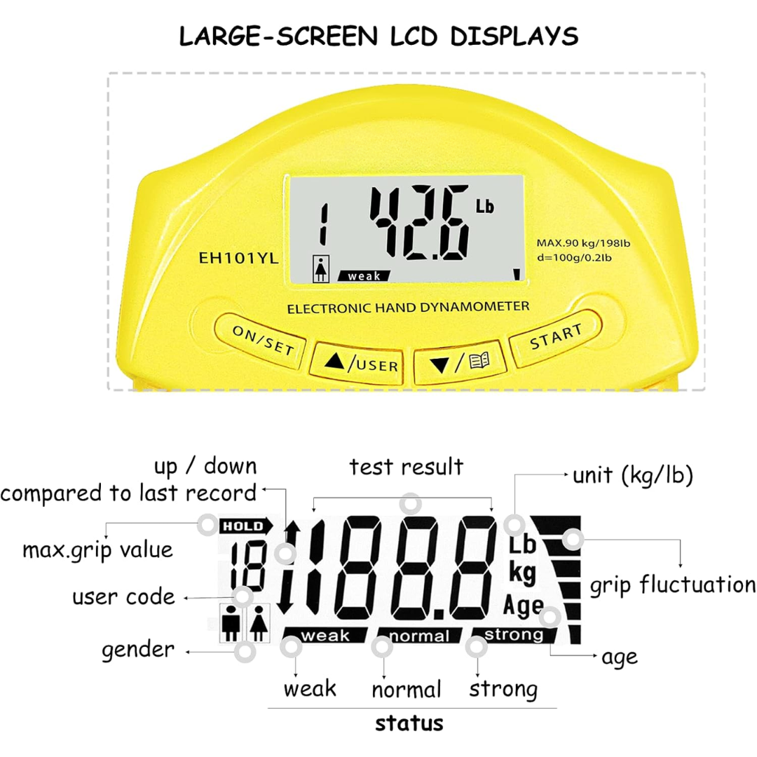 Gripmaster Digitale Handdynamometer – Precieze Gripkrachtmeter tot 90 kg – Compacte, Draagbare Griptester voor Fitness, Therapie & Revalidatie