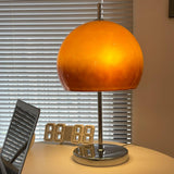 Paddenstoel Bauhaus Tafellamp – Tijdloos Ontwerp in Amber Glas & Metaal