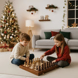 STRATEGIQON – Premium Schaakset van Hout met Klassiek, Opvouwbaar Notenhouten Bord