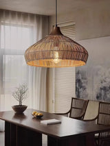 Handgeweven Rieten Hanglamp – Rustieke Plafondlamp met Verstelbare Hoogte