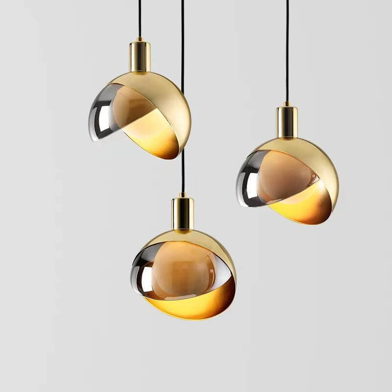 Hanglamp - Rokerig Glas & Goud