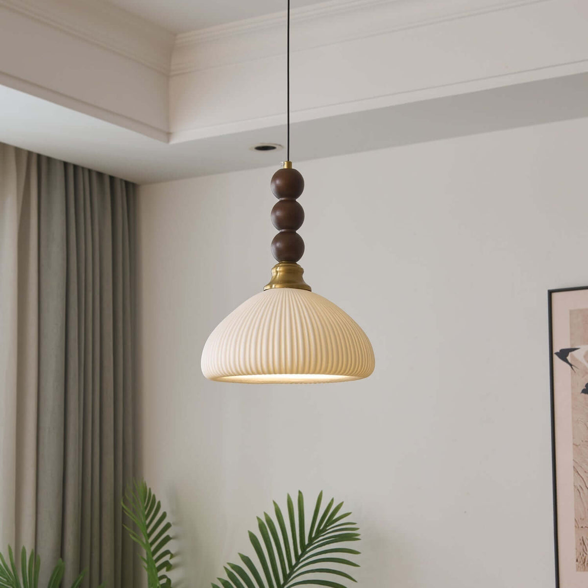 Hanglamp met Glas - Hout & Metaal