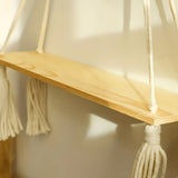 Boho Macramé Wandplank – Handgemaakte Houten Plank met Touwontwerp voor een Sfeervol Interieur