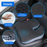 Ergonomisch Zitkussen Triacomfort | Driehoeksvorm met Geheugenfoam | Ademend & Drukverlagend | Voor Auto & Kantoor