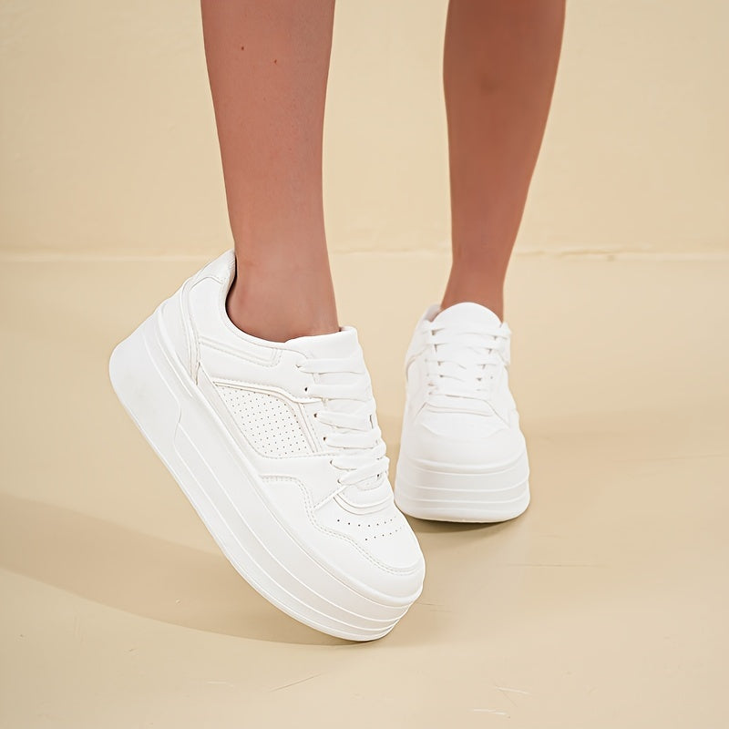 Sienna - Trendy Witte Plateau Sneakers