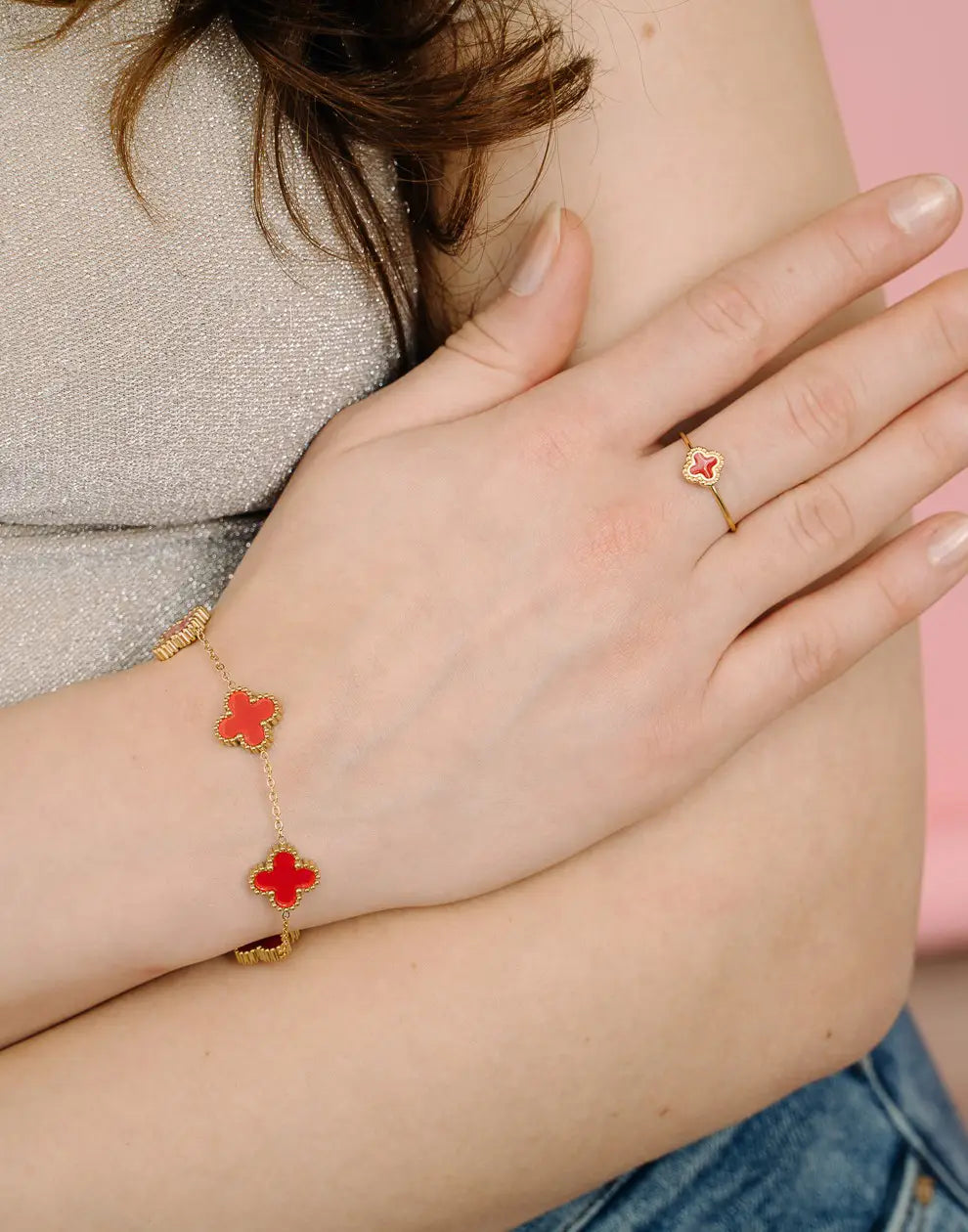 Vijfbladig Klavertje Vier Armband