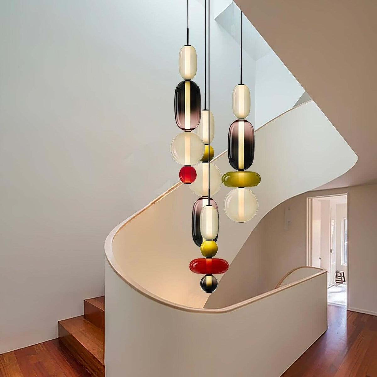 Moderne Hanglamp met Gekleurd Glas