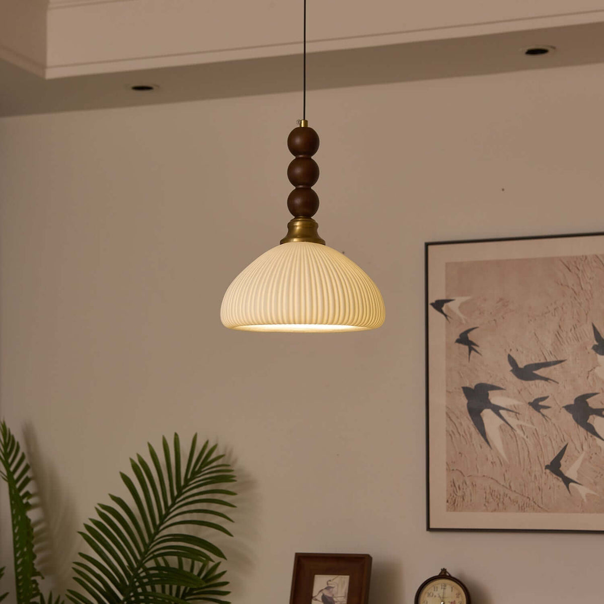 Hanglamp met Glas - Hout & Metaal