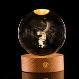 3D Kristallen LED Lamp – Decoratieve Lichtbol met Houten Basis