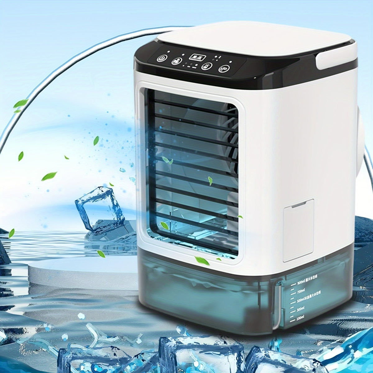 Draagbare desktop-luchtkoeler met verdampingsprincipe – USB-voeding met een groot waterreservoir