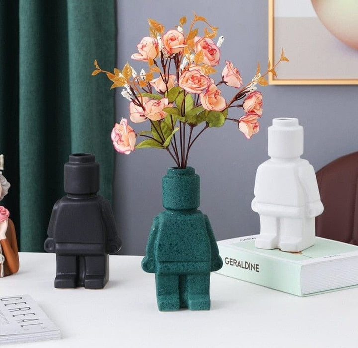 Robotbloempotten van keramiek - BrickBotanica