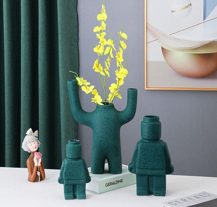Robotbloempotten van keramiek - BrickBotanica