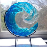 Glas-Sculptuur van een Oceaangolf – AquaWave