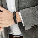 Armband in geweven leerstijl