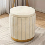 Nordic Chic Opberg Ottoman – Stijlvolle Ronde Pouf met Opslag en Spiegelafwerking