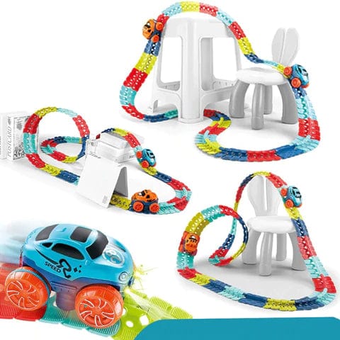 KidsPlay | Magnetische Autospeelbaan | Montessori Speelgoed | Verbeter Hand-Oog Coördinatie | Ontwikkel Verbeeldingsvermogen | Gloeit in het Donker | Veilig & Duurzaam Materiaal | Cadeau voor Kinderen
