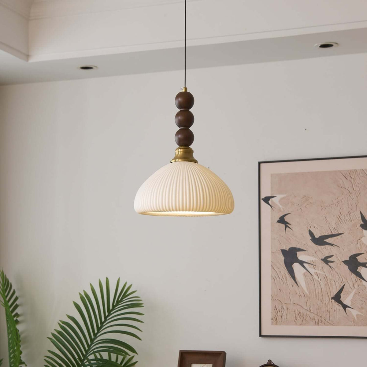 Hanglamp met Glas - Hout & Metaal