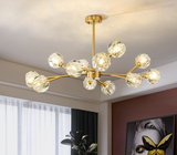 Moderne IJsglas Kubus Kroonluchter – Elegante Lineaire Messing Statement Verlichting
