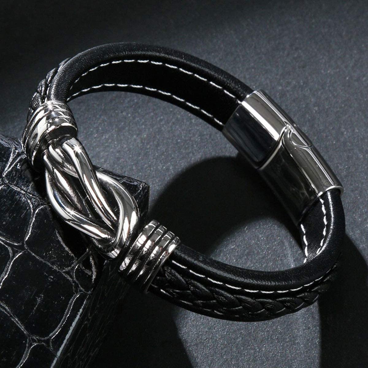 Infinity-Armband | Leer-Knoop-Armband