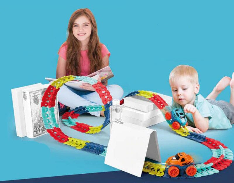 KidsPlay | Magnetische Autospeelbaan | Montessori Speelgoed | Verbeter Hand-Oog Coördinatie | Ontwikkel Verbeeldingsvermogen | Gloeit in het Donker | Veilig & Duurzaam Materiaal | Cadeau voor Kinderen