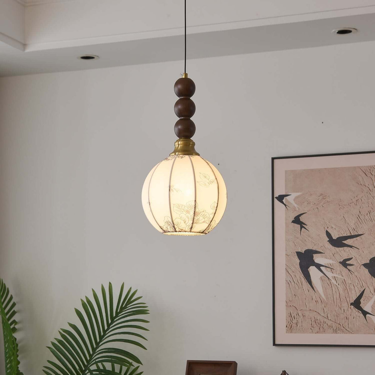 Hanglamp met Glas - Hout & Metaal