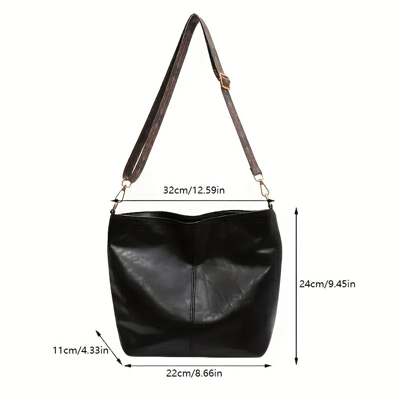 Brede Geometrische Tas – Grote Capaciteit Crossbody met Retro Vibe