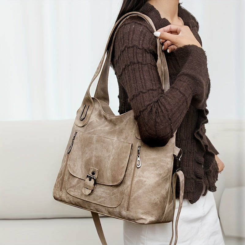 Vintage-Stijl Vegan Leren Schoudertas - Marivelle
