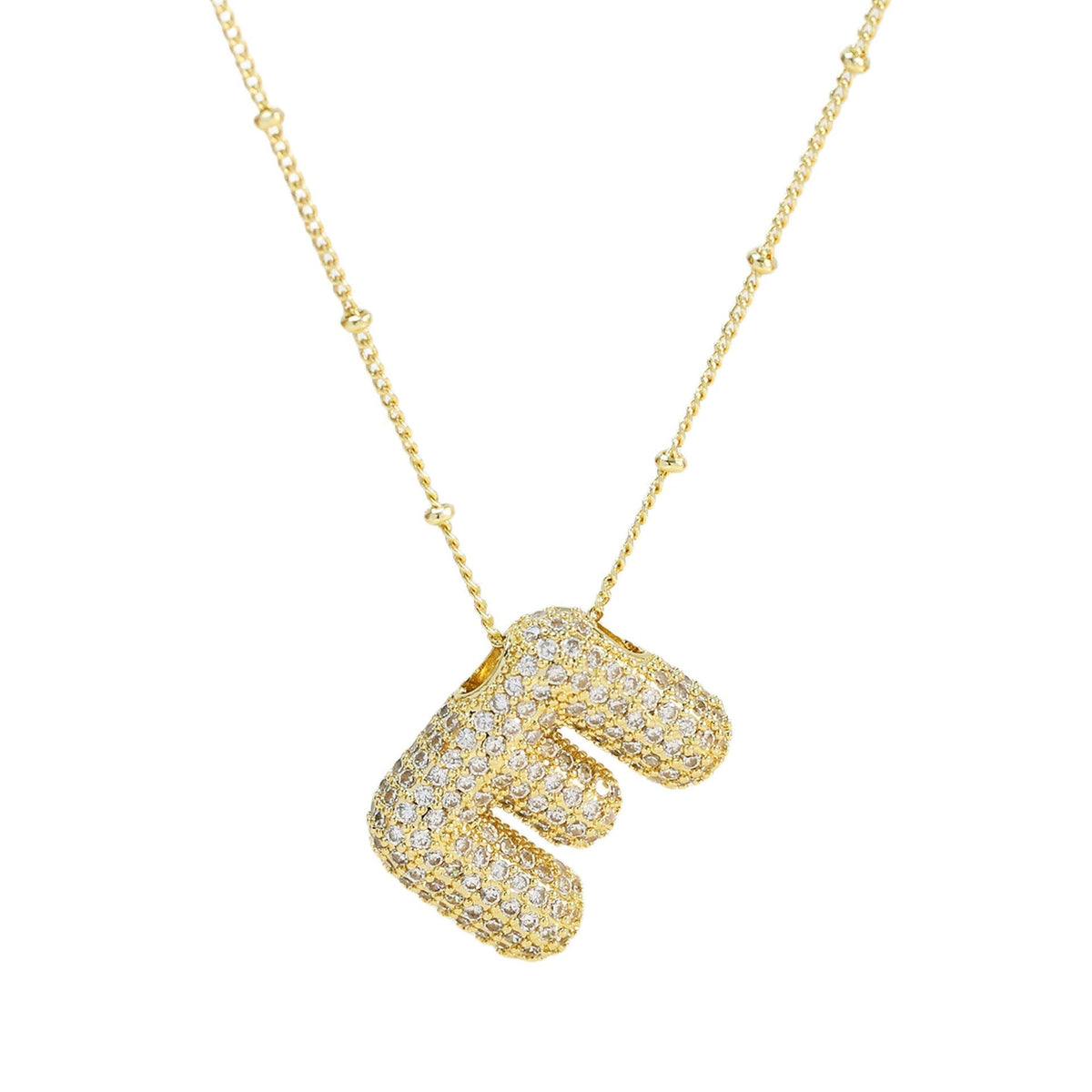 Dames Ketting – Initial Hanger – Fonkelende Stenen – Verfijnde Schakelketting – Statement Sieraad
