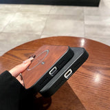 Luxueuze Hertenleer Apple iPhone Hoes | Magnetische Telefoonhoes, Draadloze Case, MagSafe, Draadloos Laden, Beschermhoes, Cover iPhone 15, 14, 13 Pro Max Plus