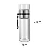 WoodGlass Thermo – Doorzichtige Draagbare Warmhoudfles met Theefilter voor Gezonde Dranken On-the-Go