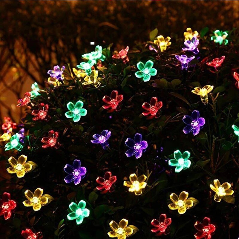 Solar Sakura Blossoms LED String Lights for Garden Decor