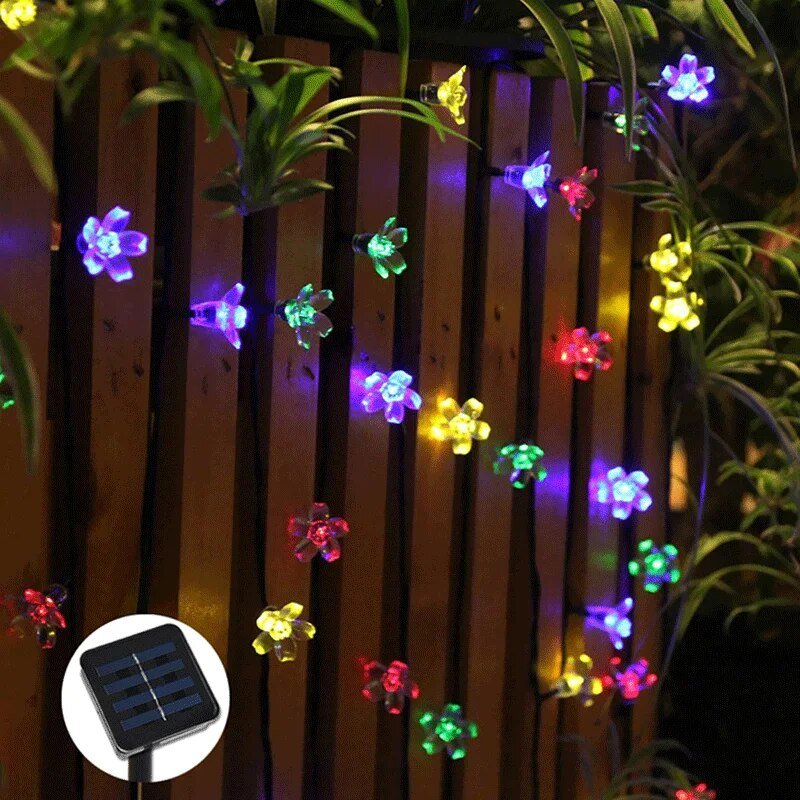 Solar Sakura Blossoms LED String Lights for Garden Decor