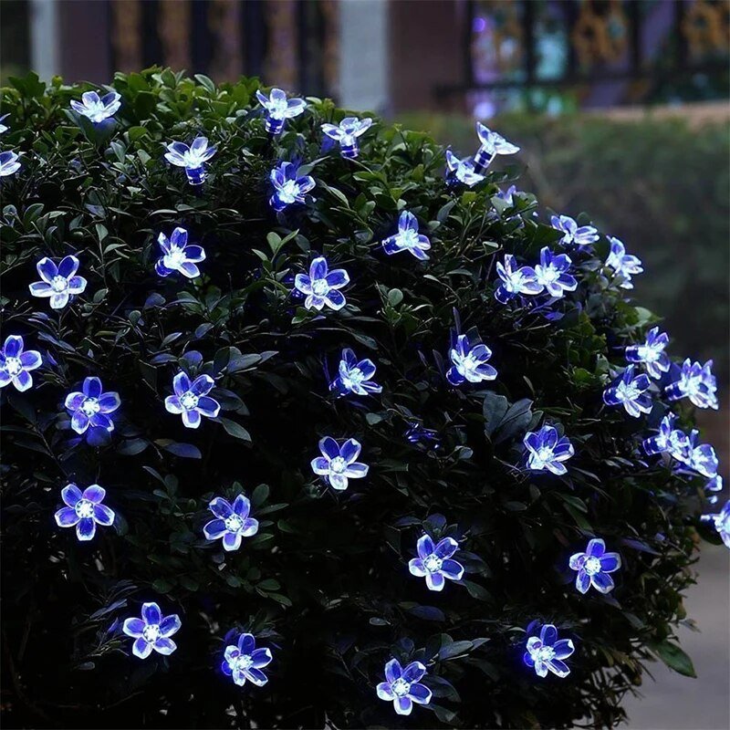 Solar Sakura Blossoms LED String Lights for Garden Decor