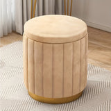 Nordic Chic Opberg Ottoman – Stijlvolle Ronde Pouf met Opslag en Spiegelafwerking