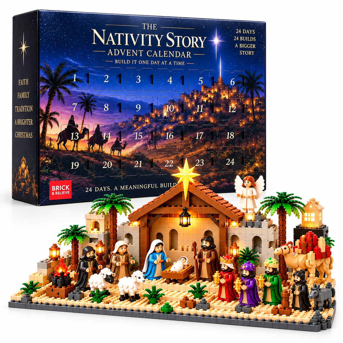 Adventkalender van de Geboorte – Bouwbare Kerststal Set voor 24 Dagen