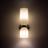 Elegante wandlamp met rookglas en gouden afwerking – dubbele lichtbron